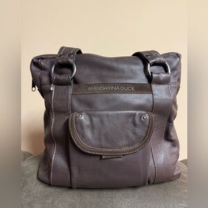 NWT Mandarina Duck Brown Leather Tote Bag